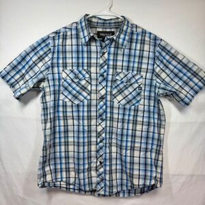 Marmot Organic Cotton Plaid Button Up Short Sleeve‎ Shirt Sz Medium